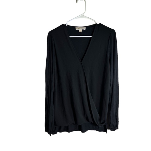 Michael MK Surplice Blouse Women’s Size M Black - Picture 1 of 8